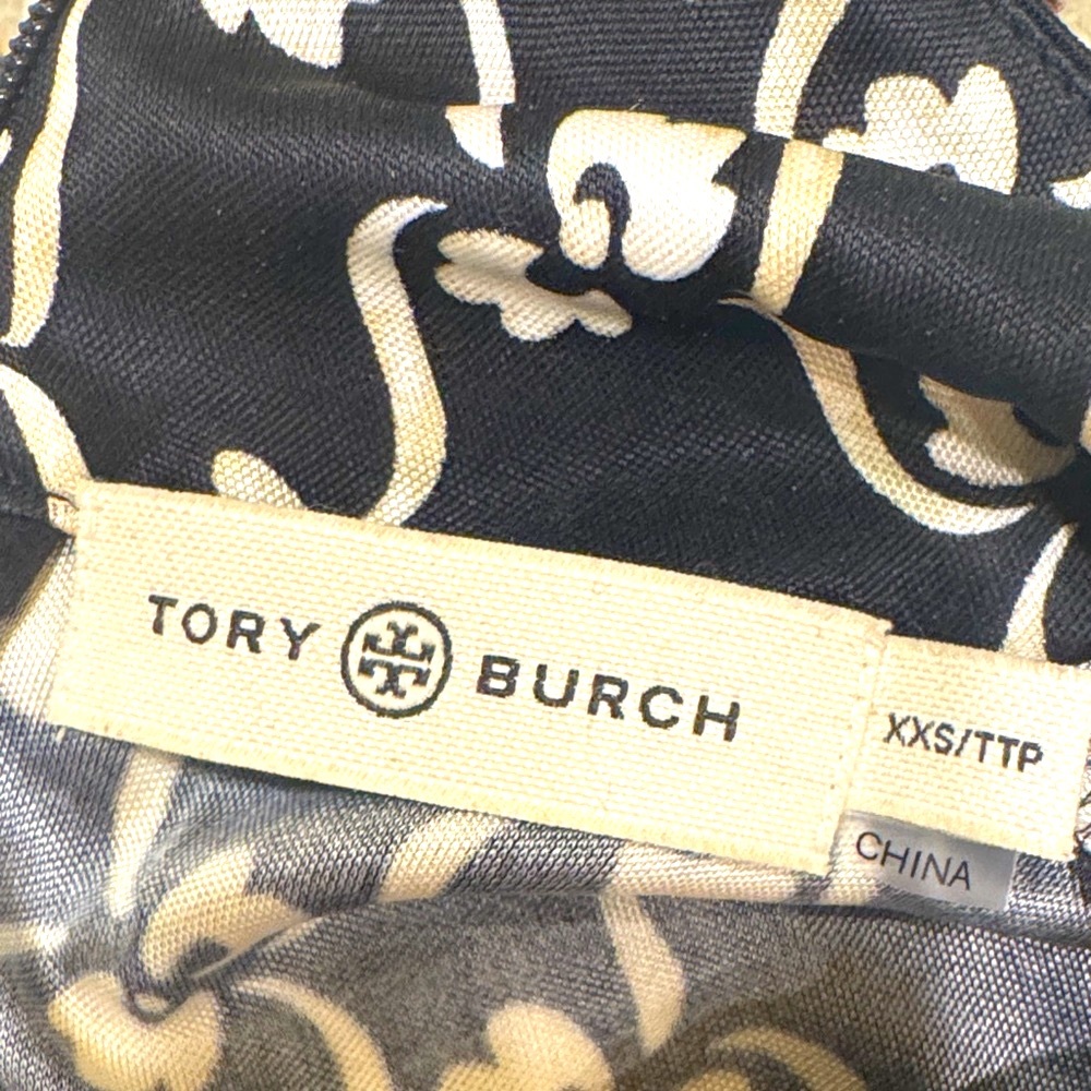 Tory Burch Black and White Geometric Long Sleeve Top